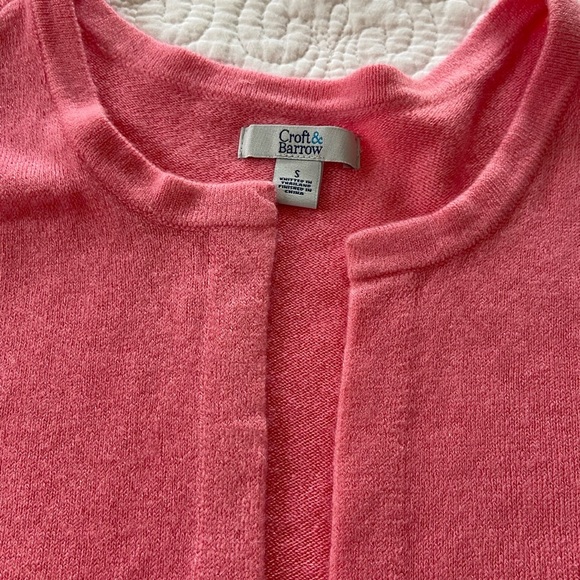 Croft & Barrow Pink Cardigan Sweater Bolero Short Sleeve Open Front Soft Size S - Picture 6 of 9